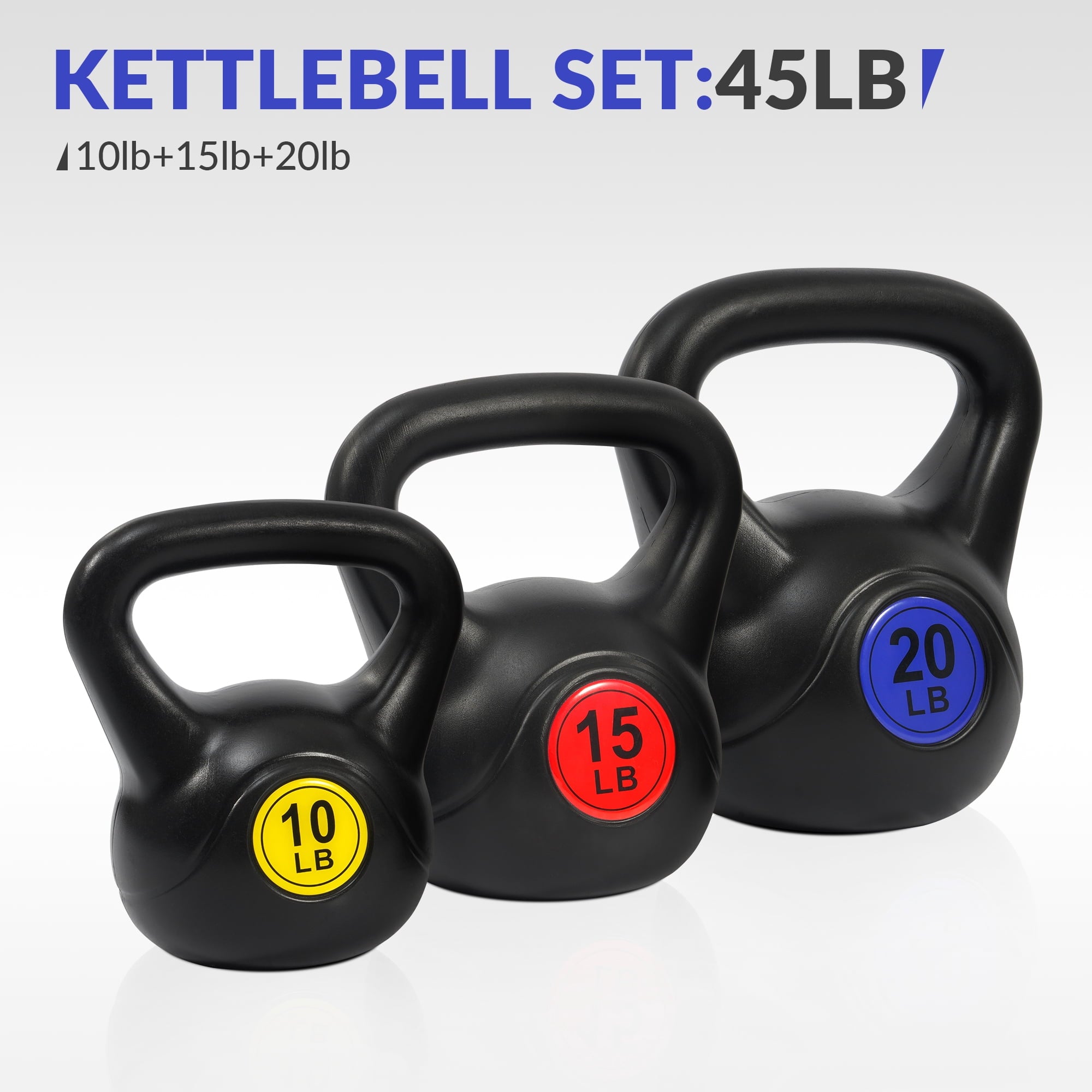 Elevate Your Fitness with Our 3-Piece Wide Grip Kettlebell Set: 10Lb, 15Lb, and 20Lb for Total Body Transformation
