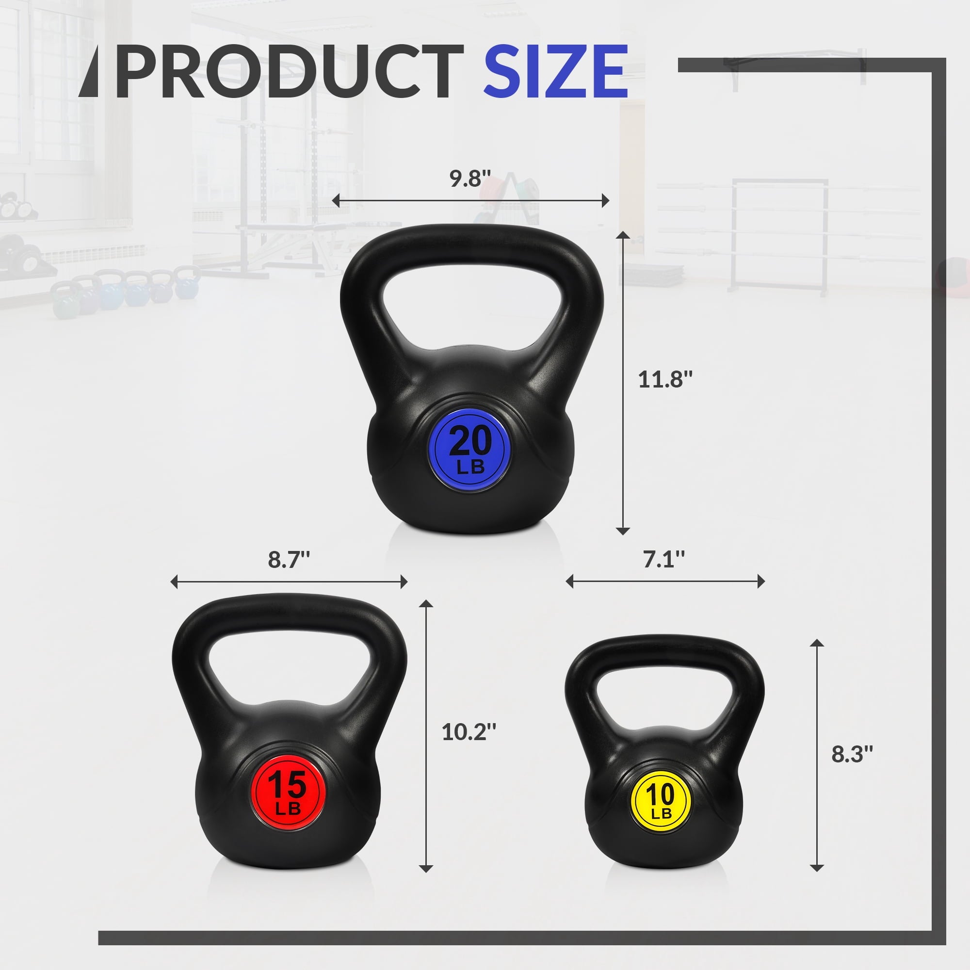 Elevate Your Fitness with Our 3-Piece Wide Grip Kettlebell Set: 10Lb, 15Lb, and 20Lb for Total Body Transformation