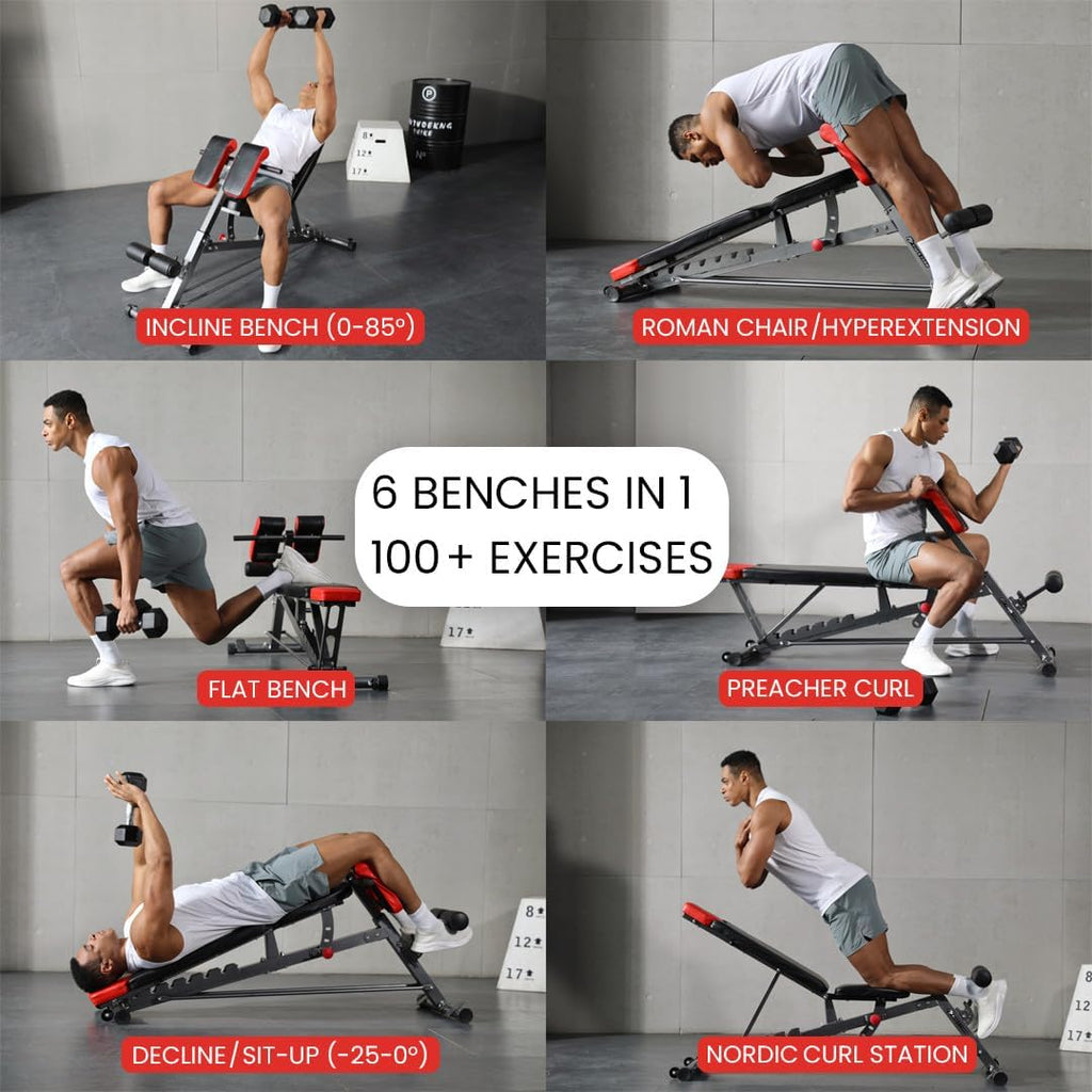 Transform Your Home Workouts with the Finer Form Multi-Functional Adjustable FID Weight Bench - 1,000 Lb Capacity, 23 Settings for Ultimate Versatility!