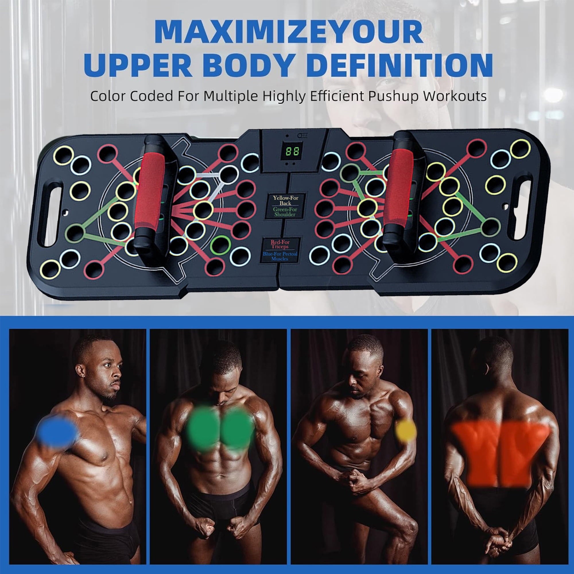 Revolutionary Foldable Push Up Board with Smart Counting - 60 in 1 Multi-Function Fitness Equipment for Strength Training at Home or On-the-Go