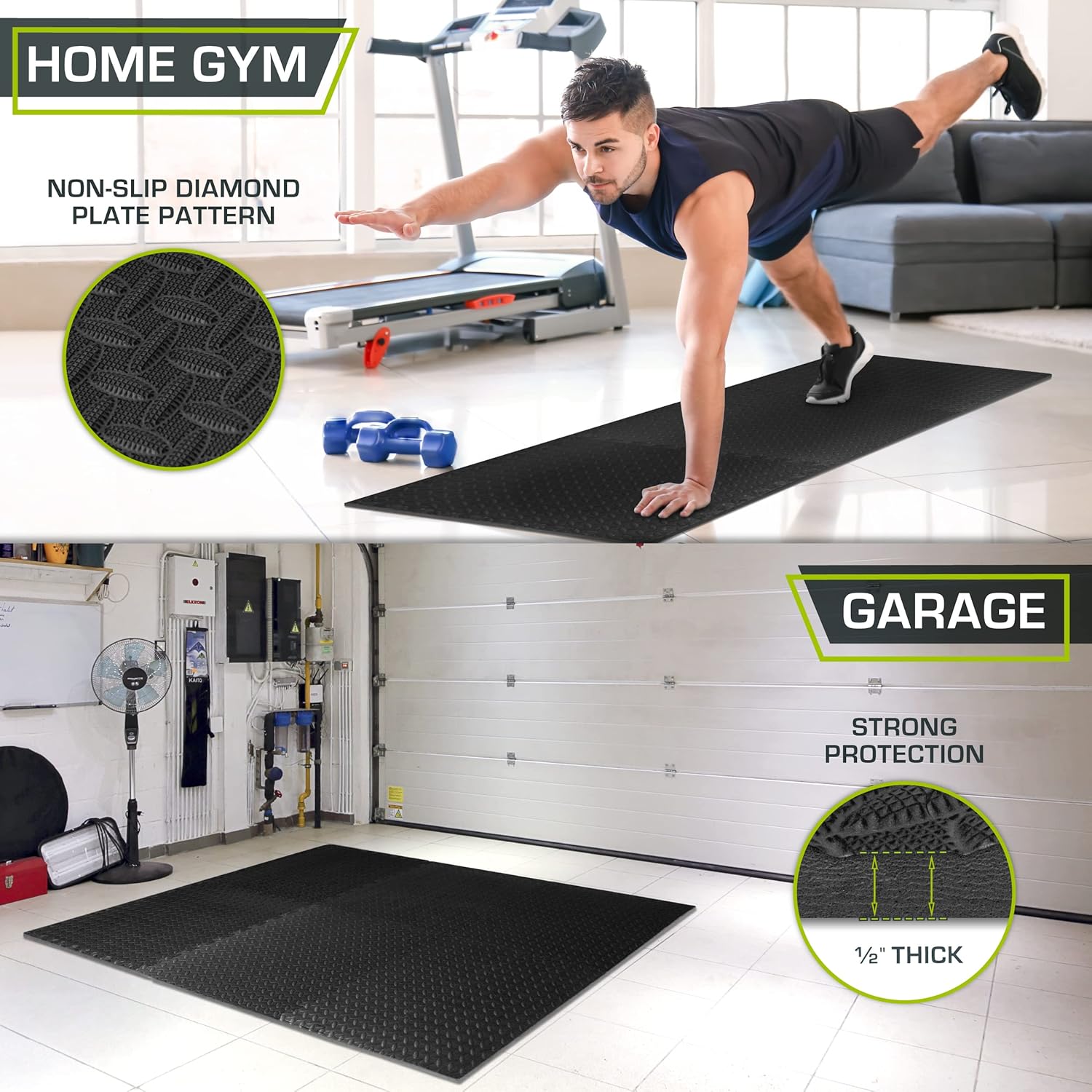 Transform Your Space with Fit Exercise Puzzle Mat ½-Inch - Durable EVA Interlocking Foam Floor Tiles for Home Gym, Workout, and Kids Play Areas - 24 SQ FT of Comfort in Black!
