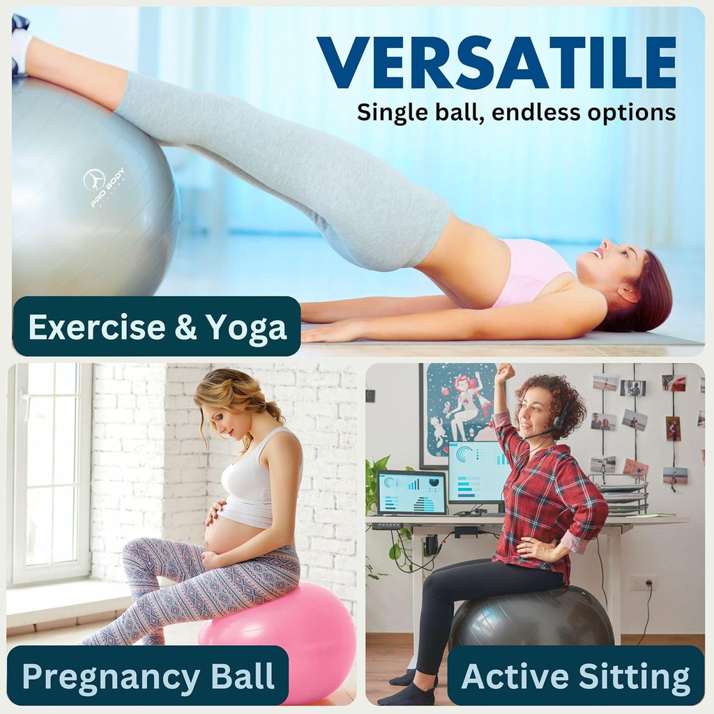 Versatile Gym-Grade Yoga Ball for Fitness, Therapy & Active Sitting - Perfect for All Sizes & Ages