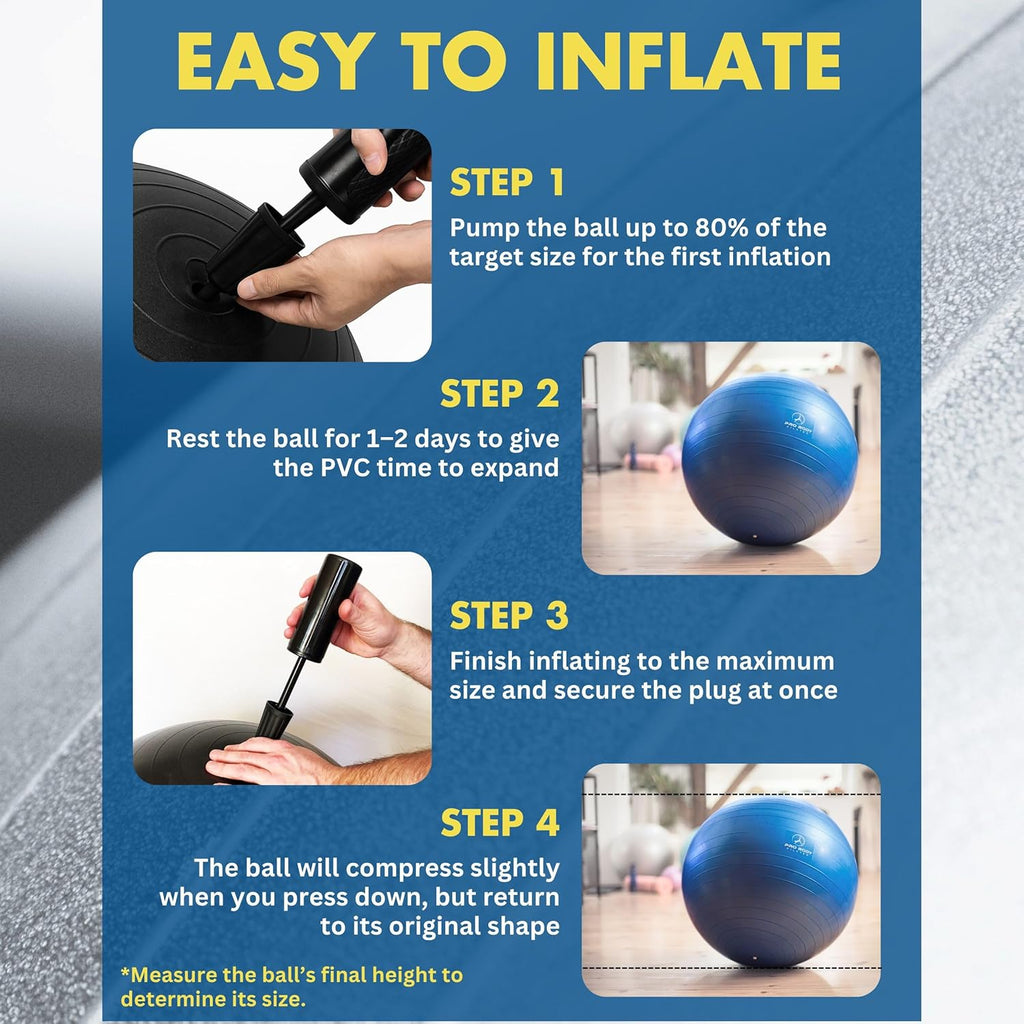 Versatile Gym-Grade Yoga Ball for Fitness, Therapy & Active Sitting - Perfect for All Sizes & Ages