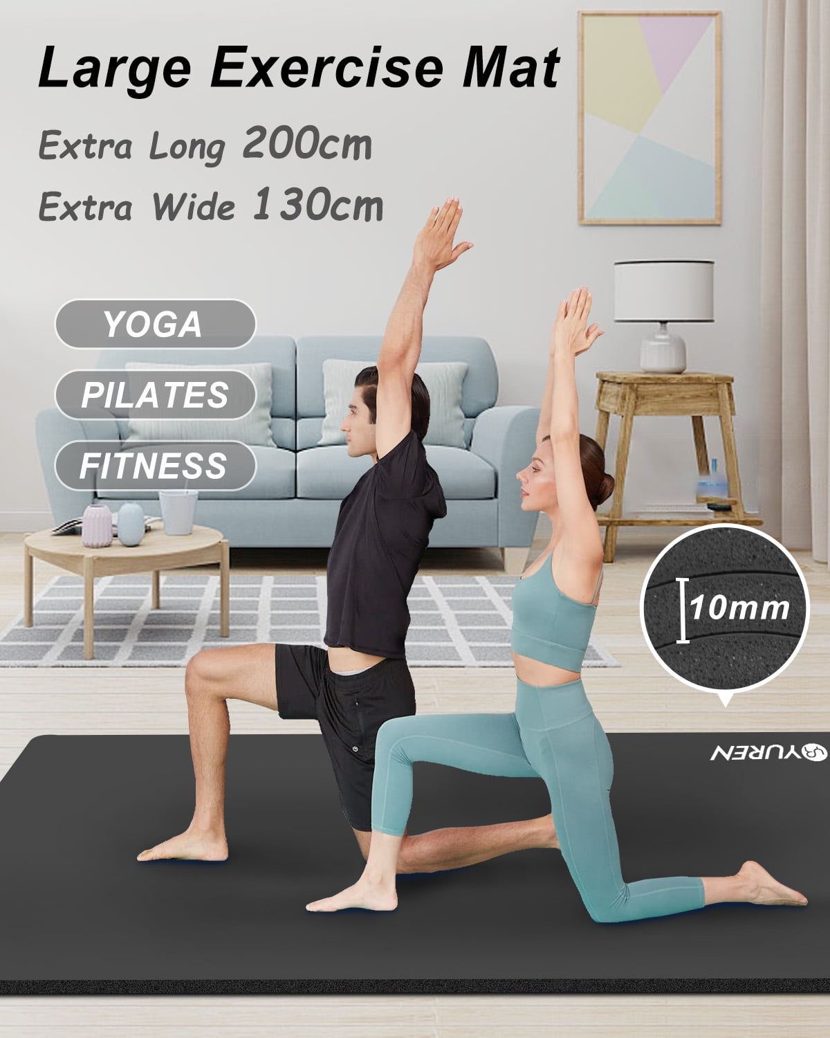Experience Ultimate Comfort with Our Extra Large 10Mm Thick Non-Slip Yoga Mat - Perfect for All Your Workouts!
