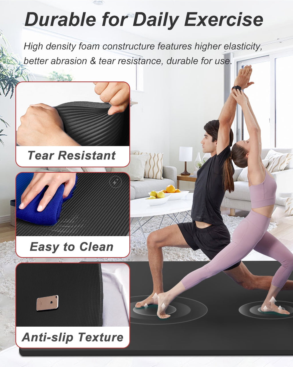 Experience Ultimate Comfort with Our Extra Large 10Mm Thick Non-Slip Yoga Mat - Perfect for All Your Workouts!