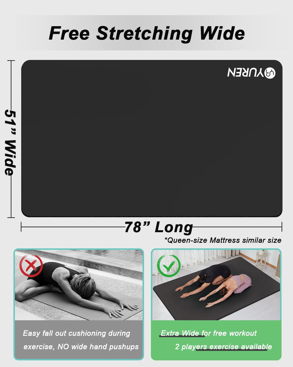 Experience Ultimate Comfort with Our Extra Large 10Mm Thick Non-Slip Yoga Mat - Perfect for All Your Workouts!