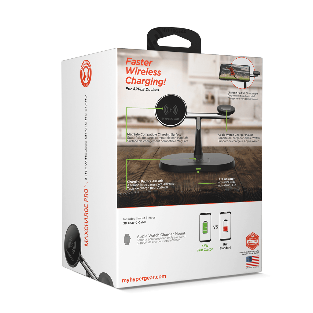 Experience Ultimate Convenience with the HyperGear MaxCharge Pro 3-in-1 MagSafe Charging Stand
