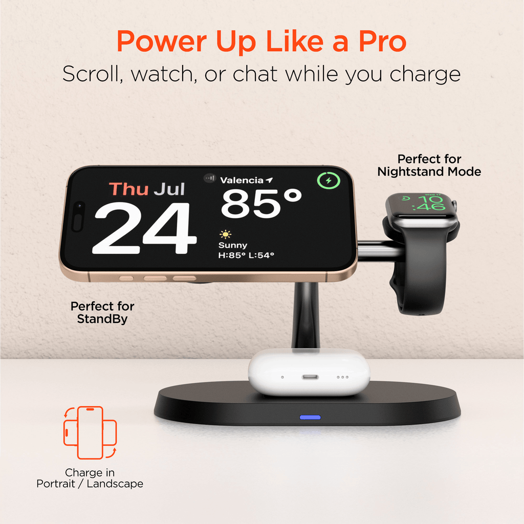 Experience Ultimate Convenience with the HyperGear MaxCharge Pro 3-in-1 MagSafe Charging Stand